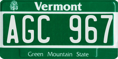 VT license plate AGC967