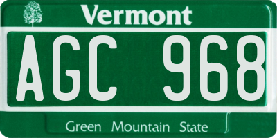 VT license plate AGC968