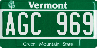 VT license plate AGC969