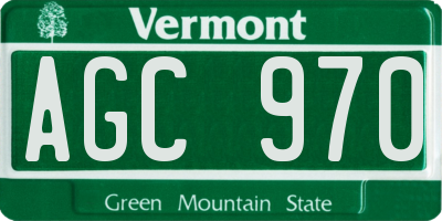 VT license plate AGC970