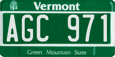 VT license plate AGC971