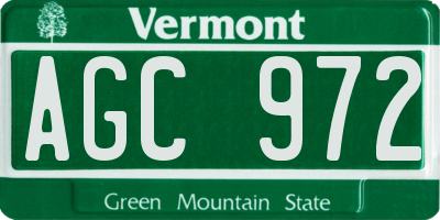 VT license plate AGC972