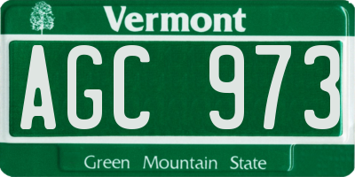VT license plate AGC973