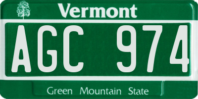 VT license plate AGC974
