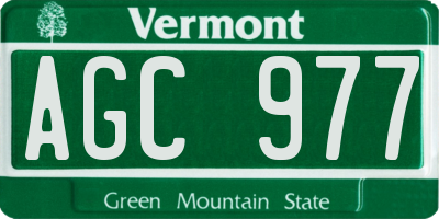 VT license plate AGC977