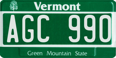 VT license plate AGC990