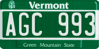 VT license plate AGC993