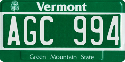 VT license plate AGC994