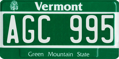 VT license plate AGC995