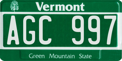 VT license plate AGC997