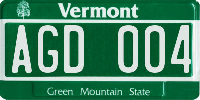 VT license plate AGD004