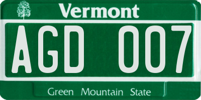 VT license plate AGD007