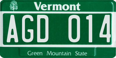 VT license plate AGD014