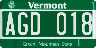VT license plate AGD018