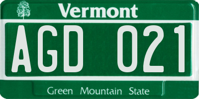 VT license plate AGD021