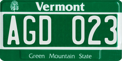VT license plate AGD023