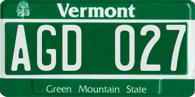 VT license plate AGD027