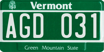 VT license plate AGD031