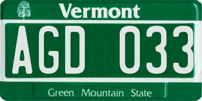 VT license plate AGD033