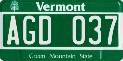VT license plate AGD037