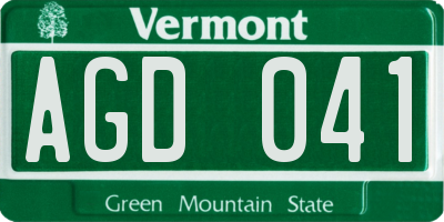VT license plate AGD041