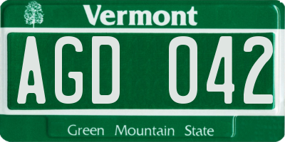VT license plate AGD042