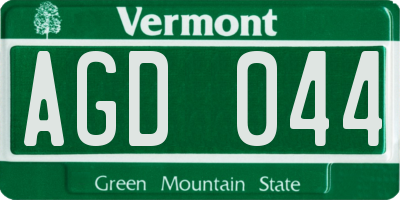 VT license plate AGD044