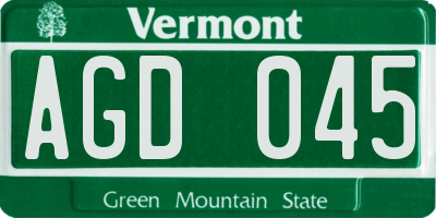 VT license plate AGD045