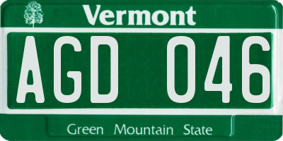 VT license plate AGD046