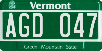 VT license plate AGD047