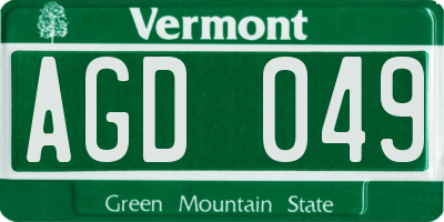 VT license plate AGD049