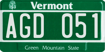 VT license plate AGD051