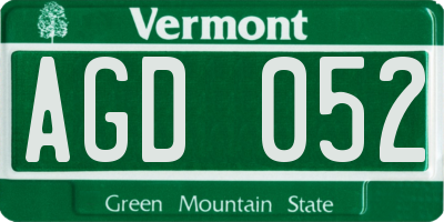 VT license plate AGD052