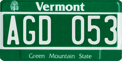 VT license plate AGD053