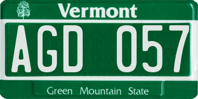 VT license plate AGD057