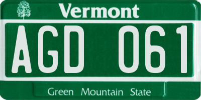 VT license plate AGD061