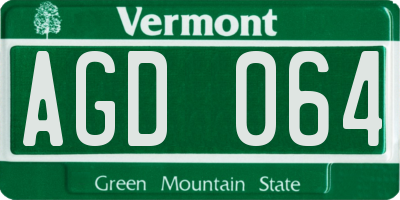 VT license plate AGD064