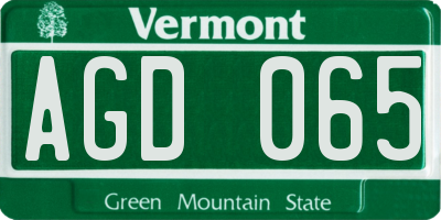 VT license plate AGD065