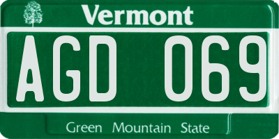 VT license plate AGD069