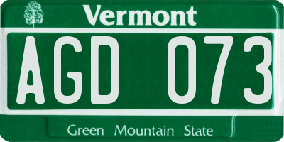 VT license plate AGD073
