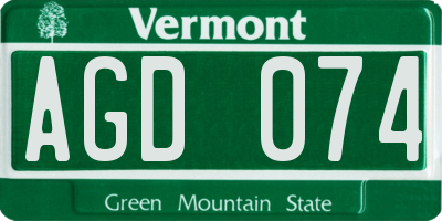 VT license plate AGD074