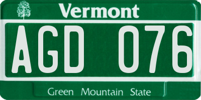 VT license plate AGD076