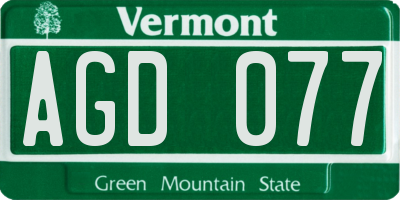VT license plate AGD077