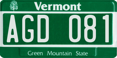 VT license plate AGD081