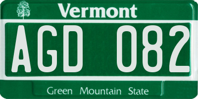 VT license plate AGD082
