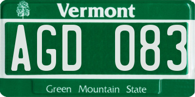 VT license plate AGD083