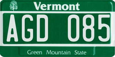 VT license plate AGD085
