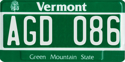 VT license plate AGD086