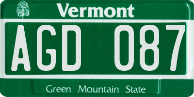 VT license plate AGD087