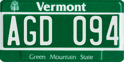 VT license plate AGD094